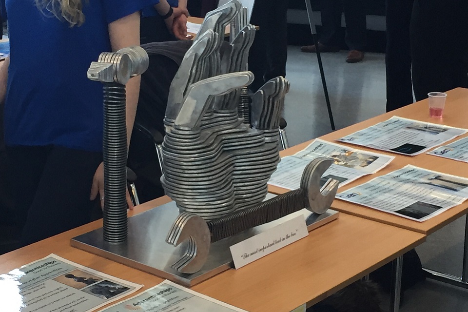 Sculpture created by team of apprentices as part of Gen2 National Apprenticeship Week Challenge 2016