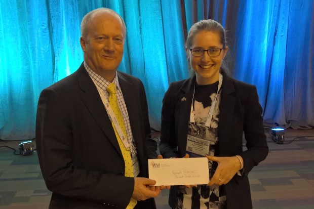 John Clarke, NDA CEO, with Hannah Paterson, winner of Best Student Poster Award at WM2016