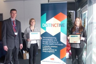 Rick Short, NDA's Research Manager, with PhD students Claudia Gasparrini and Sophie Rennie who collected awards for their top-quality contributions at DISTINCTIVE conference 2016