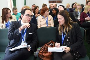 Nikos Adamidis with colleagues at Women In Nuclear UK conference