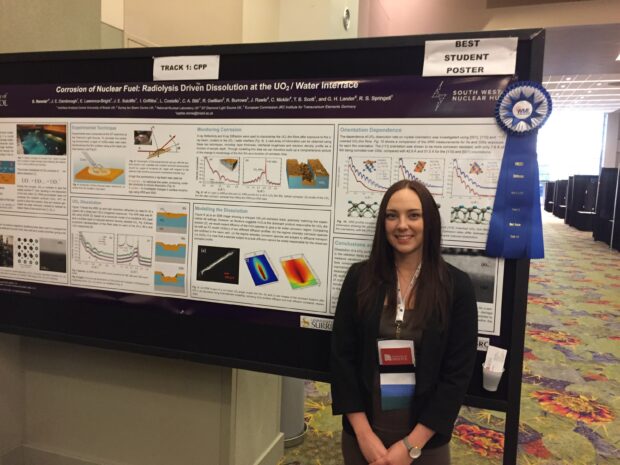 Sophie Rennie from the University of Bristol win this year’s best student poster competition for her work on the corrosion of nuclear fuel