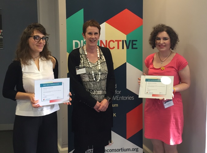 Eleonora (left) and Sophie (right) receive their prizes from the NDA's Deborah Ward