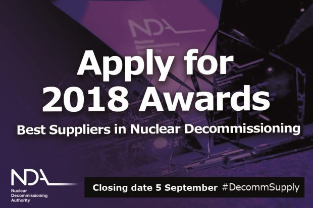 Apply for 2018 Awards: suppliers in nuclear decommissioning