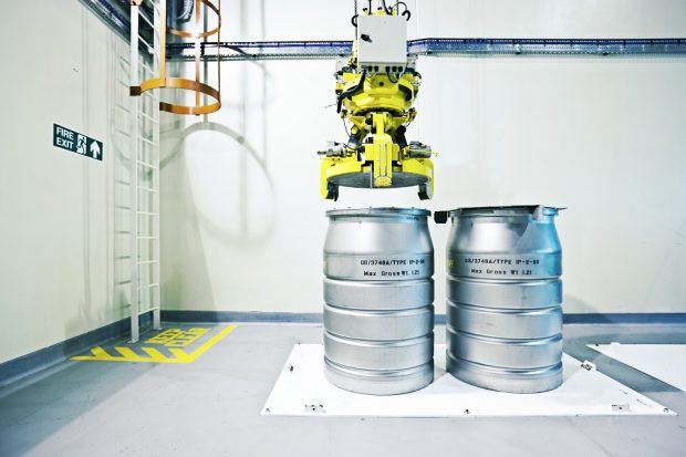 A drum containing radioactive waste