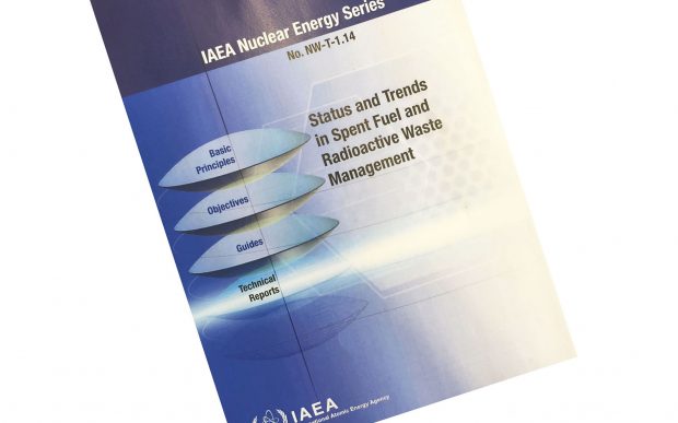 Front cover of the IAEA publication "Status and Trends in Spent Fuel and Radioactive Waste Management"