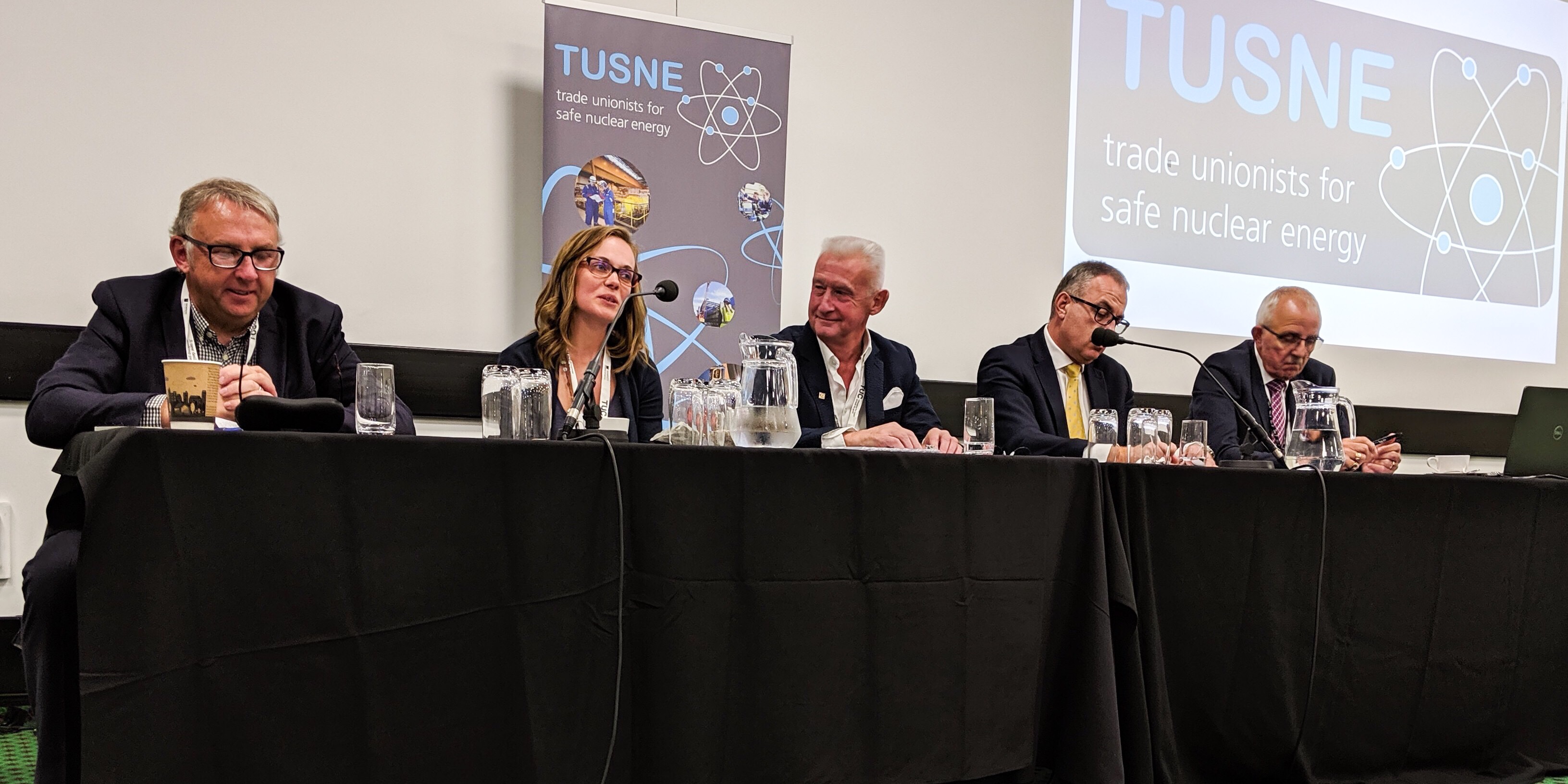 TUSNE Fringe Speaker Panel Left to Right Jez Stewart (Prospect), Dr Claire Corkhill (Sheffield University), Dai Hudd (Former Deputy General Secretary, Prospect), John Corderoy (RWM Board Member and Programme Director), Peter McIntosh (Unite)