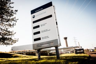 A Sellafield electronic display screen for safety stats just outside the Sellafield site