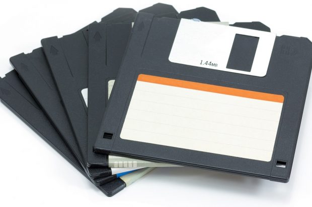 A handful of obsolete floppy disks