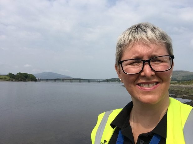 Charlotte in front of Trawsfynydd Lake