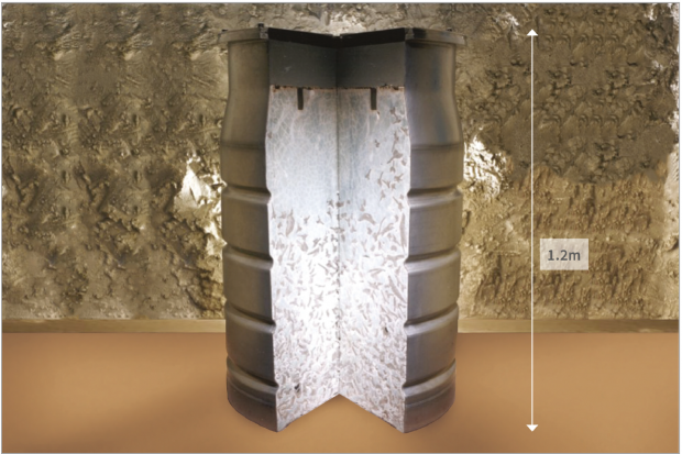 Illustration of Intermediate Level Waste mixed with cement