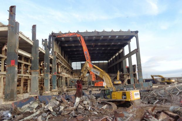 Dungeness buildings being demolished