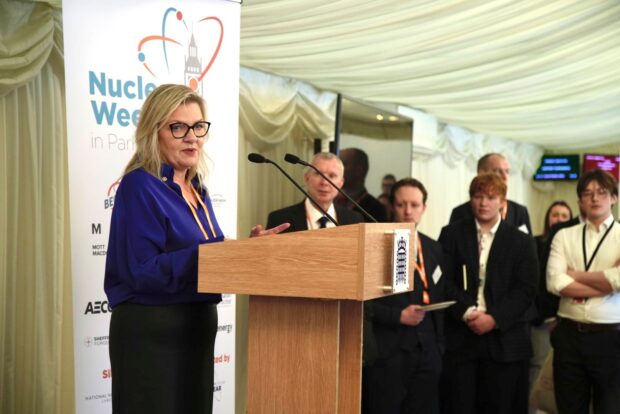 Jacqueline Longrigg speaking at Nuclear Week in Parliament