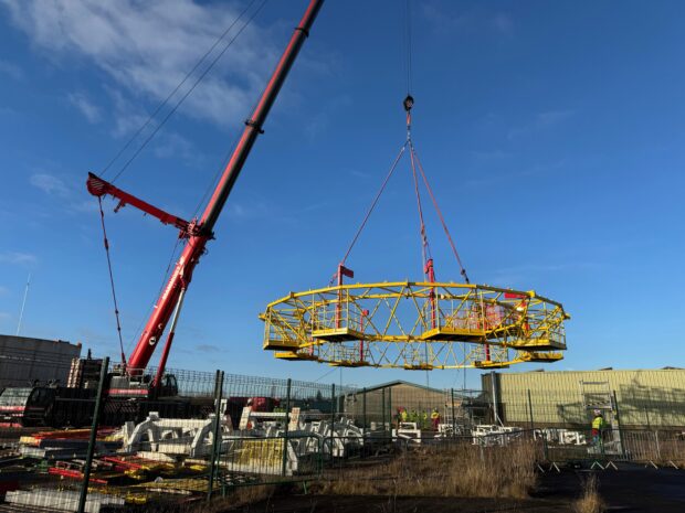 SPIDA being lifted into place on the Sellafield offside testing facility