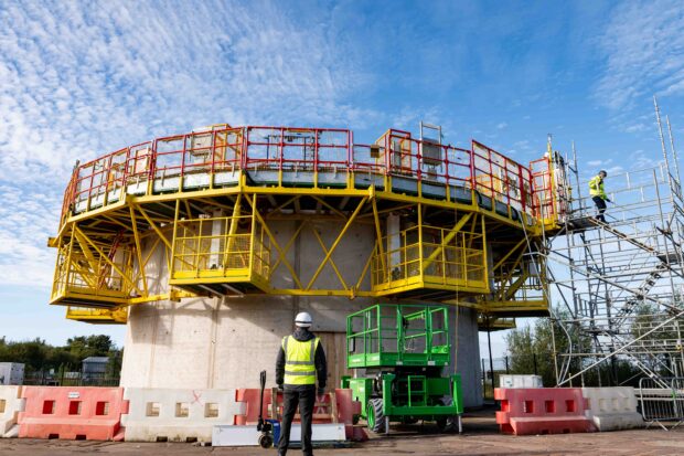 SPIDA installed for offsite testing before being stalled on the Windscale Pile 1 chimney on the Sellafield site